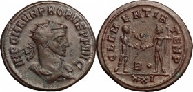 Probus (276-282). BI Antoninianus, Antioch mint, 276-282. D/ Bust of Probus right, radiate, draped, cuirassed. R/ Emperor standing right, holding scep...