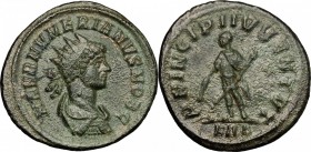 Numerian as Caesar (282-283). AE Antoninianus, 282-283. D/ Bust of Numerian right, radiate, draped, cuirassed. R/ Numerian standing left, holding bato...