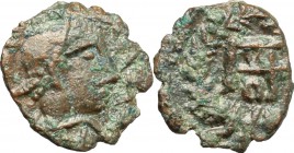 Vandals, Gaiserich in the name of Theodosius II (428-477). AE Nummus, Carthage mint, 408-450. D/ Bust right, diademed, draped, cuirassed. R/ Monogram ...