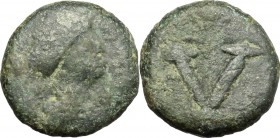 Ostrogothic Italy, Theoderic (493-526). AE Pentanummium, Rome mint, 493-526. D/ Bust of Justinus I right, diademed, draped. R/ V. BMC 43. Kraus 85. AE...