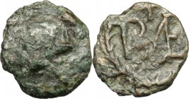 Ostrogothic Italy, Baduila (541-552). AE 2 1/2 Nummi, Ticinum mint, 541-552. D/ Head right. R/ Monogram. MIB 87. AE. g. 0.54 mm. 9.00 F.