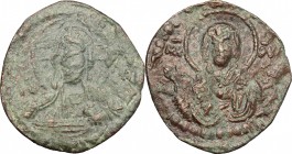 Romanus IV (1068-1071). AE Follis, Constantinople mint, 1068-1071. D/ Bust of Christ Pantokrator facing, cross nimbate; hand raised in benediction. R/...