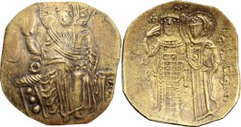 John III Ducas (1222-1254). AV (debased) Hyperpyron scyphate Empire of Nicaea, Magnesia mint, 1222-1254. D/ Christ Pantokrator enthroned facing, cross...