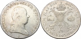 Austria. Leopold II (1790-1792). AR Kronentaler, Günzburg mint (H), 1791. Dav. 1175. AR. g. 29.37 mm. 41.00 VF/About VF.