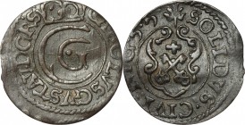 Livonia. Carl Gustav of Sweden (1654-1660). Schilling, Riga mint, 1655. KM 4. MI. g. 0.56 mm. 15.00 NC. Good VF.