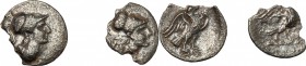 Central Italy, Alba Fucens. Lot of 2 AR Obol, 280-275 BC. AR. Chipped. About VF/Good F.