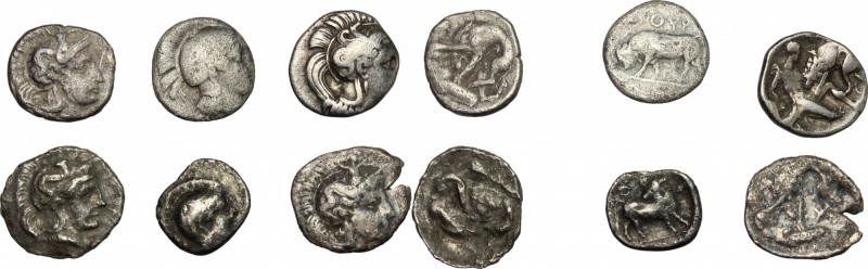 Greek Italy. Lot of 6 small AR, including Thurium, Tarentum and Arpi. AR. Good F...