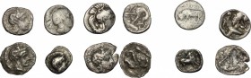 Greek Italy. Lot of 6 small AR, including Thurium, Tarentum and Arpi. AR. Good F.