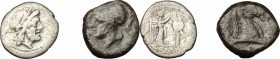 Roman Republic. Lot of 2 coins, including an AR Victoriatus and an AE Litra, 3rd century BC. Good F.