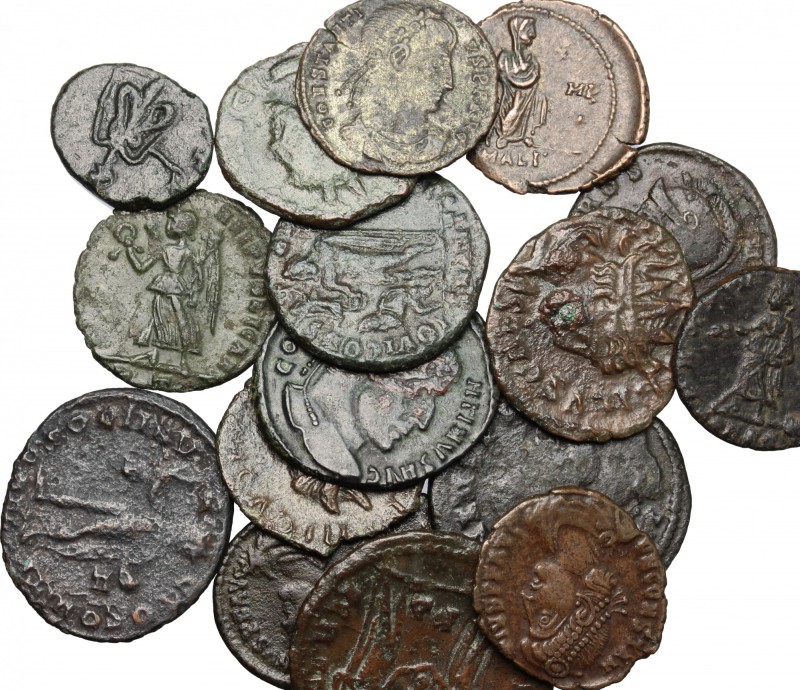 Roman Empire. Lot of 17 AE; including 2 late Antoniniani, 3 Barbarous radiate an...