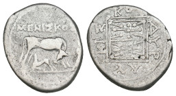 ILLYRIA. Dyrrhachion. Drachm (Circa 250-200 BC). Meniskos and Lykiskos, magistrates.
 ( 3.05 g. 18.6 mm ).