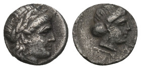 LESBOS. Mytilene AR Diobol. Circa 400-350 BC.
 ( 1.35 g. 11.6 mm ).
