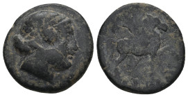 UNCERTAIN ( 200-100 BC). Ae.
 ( 7.66 g. 21.4 mm ).