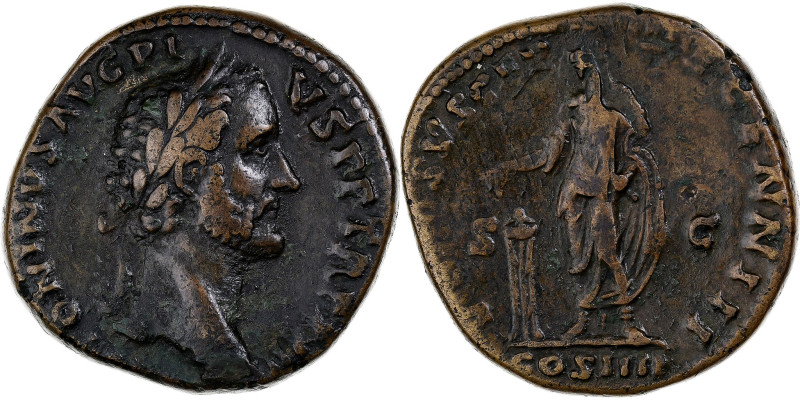 Antoninus Pius, Sestertius, 158-159, Rome, Bronze, EF(40-45), RIC:1009A 
 Head ...