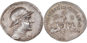 Baktrian Kingdom, Plato, Tetradrachm, ca. 145-140 BC, Silver, NGC, AU(55-58)
