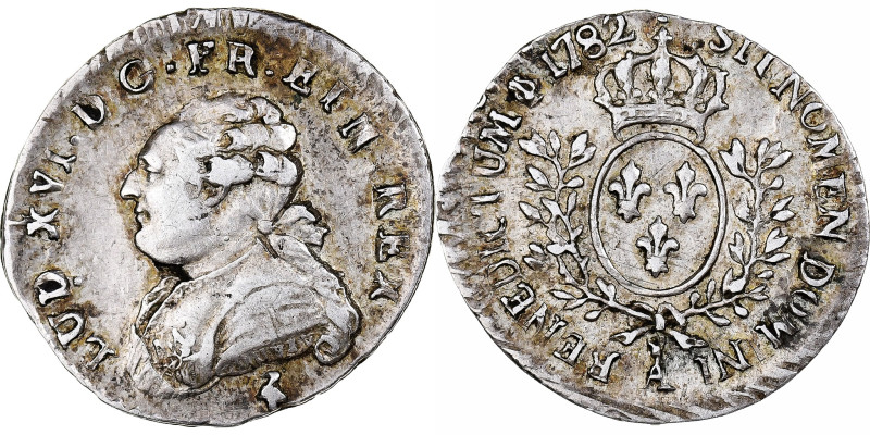 France, Louis XVI, 1/20 Ecu, 1782, Paris, Silver, EF(40-45), Gadoury:352 
 Bust...