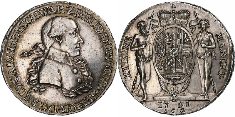 Principality of Schwarzburg-Rudolstadt, Frederick Charles, 1/2 Thaler, 1791 
 D...