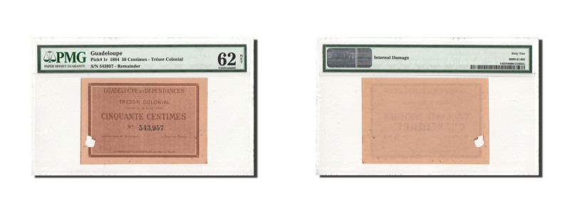 Banknote, Guadeloupe, 50 Centimes, 1884, 18.8.1884, graded, PMG, 6009131-003 
 ...
