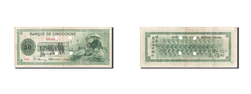 Banknote, FRENCH INDO-CHINA, 50 Piastres, 1941, KM:77s, VF(30-35) 
 Specimen., ...