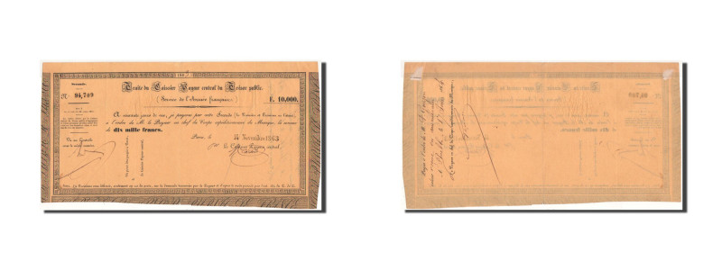 Mexico, 10000 Francs, 14.11.1863, Traite Trésor Public, AU(50-53) 
 This note i...