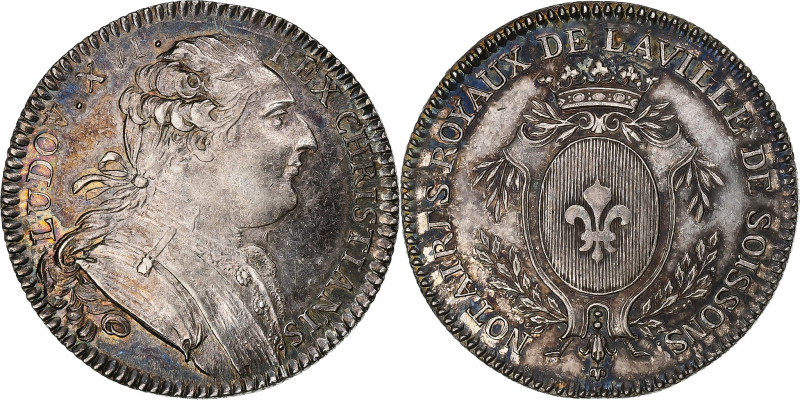 France, Token, Louis XVI, Notaires Royaux de la Ville de Soissons, n.d., Silver ...