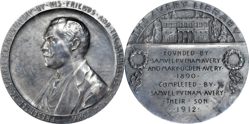 1914 Avery Library Medal. By Victor David Brenner, struck by Tiffany & Co. Smedl...