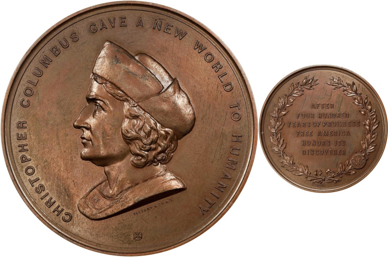 Undated (1893) Columbus Quartercentenary Medal. By James H. Whitehouse, engraved...