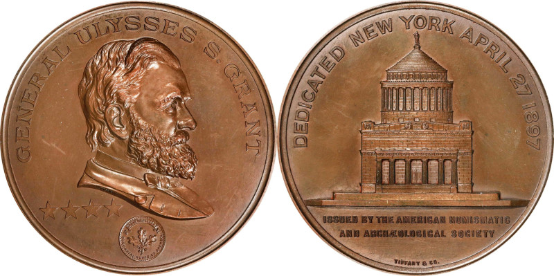 1897 Grant Monument Medal. By Tiffany & Co. Miller-11. Bronze. Mint State.
64 m...