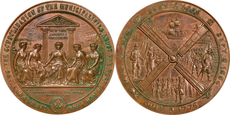 1898 Greater New York (Charter Day) Medal. By Edward Hagaman Hall, Dies by Tiffa...