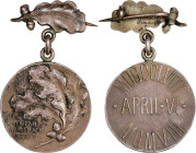 1908 American Numismatic Society Fiftieth Anniversary Medal with Oak Leaf Clasp. By Victor David Brenner, struck by Tiffany & Co. Miller-19. Silver. A...