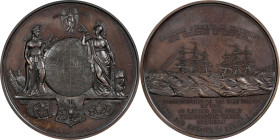 1858 New York Chamber of Commerce Atlantic Cable Completion Medal. First Size. By Tiffany & Co. Copper. About Uncirculated.
69 mm. Obv: Detailed view...