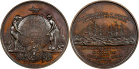 1858 New York Chamber of Commerce Atlantic Cable Completion Medal. Second Size. By Tiffany & Co. Copper. Mint State, PVC Residue.
59 mm. Obv: Detaile...