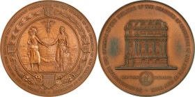 1902 New York State Chamber of Commerce Building Medal. By Tiffany & Co. Bronze. Mint State.
77 mm. Obv: Ornate columned facade of building at New Yo...