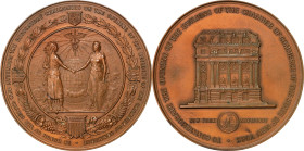 1902 New York State Chamber of Commerce Building Medal. By Tiffany & Co. Bronze. Mint State.
77 mm. Obv: Ornate columned facade of building at New Yo...