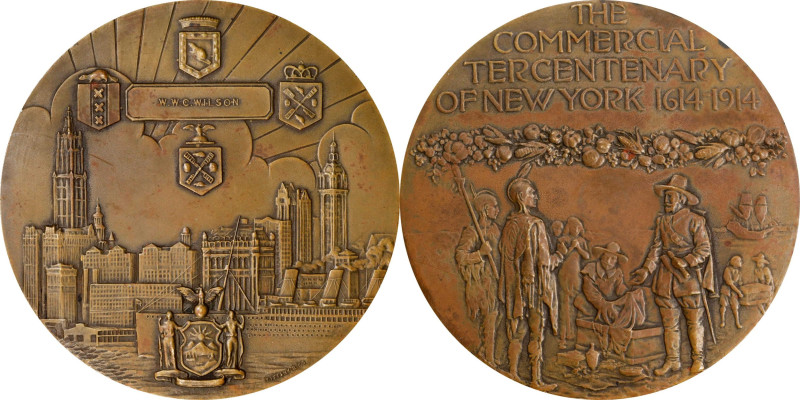 1914 Commercial Tercentenary of New York Presentation Medal. By Tiffany & Co. Br...