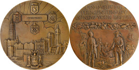 1914 Commercial Tercentenary of New York Presentation Medal. By Tiffany & Co. Bronze. About Uncirculated.
77.4 mm. Obv: Dutch merchants purchasing Ma...