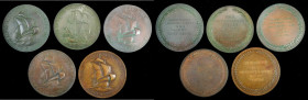 Lot of (5) New York Yachting Medals. By Tiffany & Co. Bronze. Mint State, PVC Residue.
77 mm. Included are: New York Yacht Club; and (4) Yachting Ass...