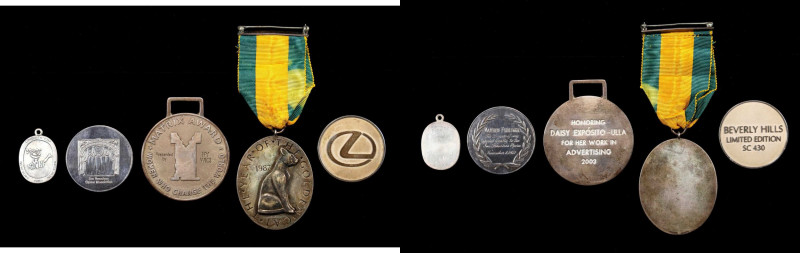 Lot of (5) Award and Additional Medals. By Tiffany & Co. Silver.
Included are: ...