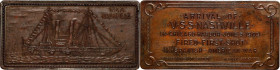 1909 Arrival of U.S.S. Nashville in Chicago Harbor Plaque. By J.H. Ripstra for the Chicago Numismatic Society. Bronze. Mint State.
77 mm x 39 mm. Obv...