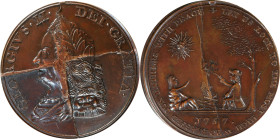 "1757" George II Quaker Treaty Medal. U.S. Mint Restrike from Original Dies. Bronze. Julian IP-49, Betts-401, Jamieson-8. Mint State.
44 mm, 8 mm thi...