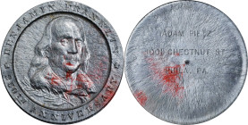 Undated Benjamin Franklin 250th Anniversary Medal. By Adam Pietz. Greenslet GM-194. Gray Plastic. Mint State, Stained.
41.2 mm.

Estimate: $75