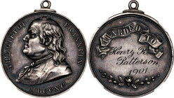 1901 Boston School Medal. Greenslet GM-361. Rarity-5. Silver. MS-61 (NGC).
34 mm. Looped for suspension. Central reverse inscribed to the recipient H...