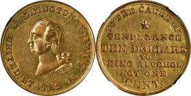 Undated (ca. 1855) King Alcohol Medal. Musante GW-177, Baker-334. Brass. Reeded Edge. MS-62 (NGC).
24 mm.

Estimate: $100