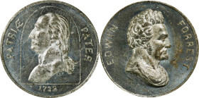"1732" (ca. 1859) Patriae Pater / Edwin Forrest Medal. Musante GW-232, Baker-220. White Metal. Mint State.
29 mm.

Estimate: $125