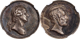 Undated (ca. 1864) Washington / Lincoln Medalet. Musante GW-449, Baker-245A, Julian PR-30. Silver. MS-63 (NGC).
18 mm.

Estimate: $300