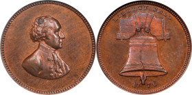 "1776" (ca. 1876) Liberty Bell Medalet. Paquet First Obverse - Second Liberty Bell Die. Musante GW-464, Baker-401A. Copper. MS-66 RB (NGC).
18 mm.
...