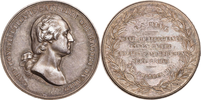"1861" (1861-1904) U.S. Mint Oath of Allegiance Medal. Musante GW-476, Baker-279...