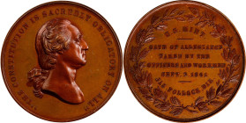 "1861" (1861-1904) U.S. Mint Oath of Allegiance Medal. Musante GW-476, Baker-279B, Julian CM-2. Bronze. Mint State.
30 mm.

Estimate: $125