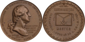 "1788" (1904) Washington Monument Association Medal. Master, Alexandria Lodge No. 22. Baker-1829A. Bronze. MS-64 BN (NGC).
40 mm.

Estimate: $100