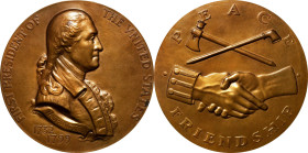 "1799" (ca. 1922) "Vermeil Mint" Medal. Unsigned. Baker-174LF. Bronze. Choice Mint State.
76 mm. While we have offered examples of this type with the...
